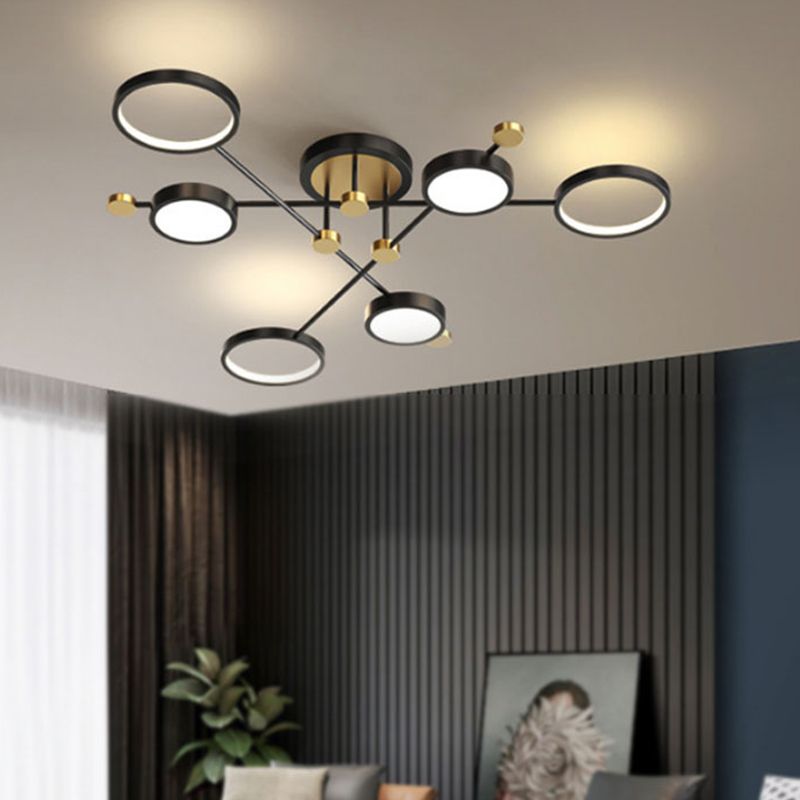 LED POSTERNO LIGHT LIGHT ANILLO NEGRO Y GOLDO SEMI FLUSH LIGHTIVE PARA SALA
