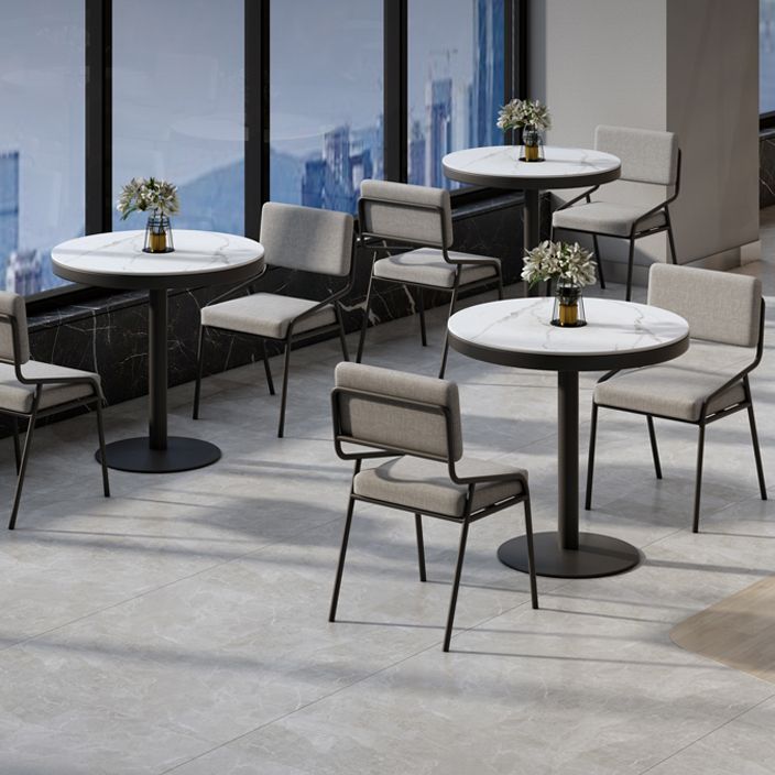 Metal Modern Round Dining Table Sintered Stone Top Table for Dining Room and Kitchen