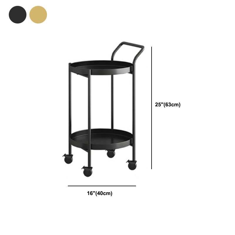 Mid-Century Metal Round Tray Top Side Table 4 Legs End Table with Shelf