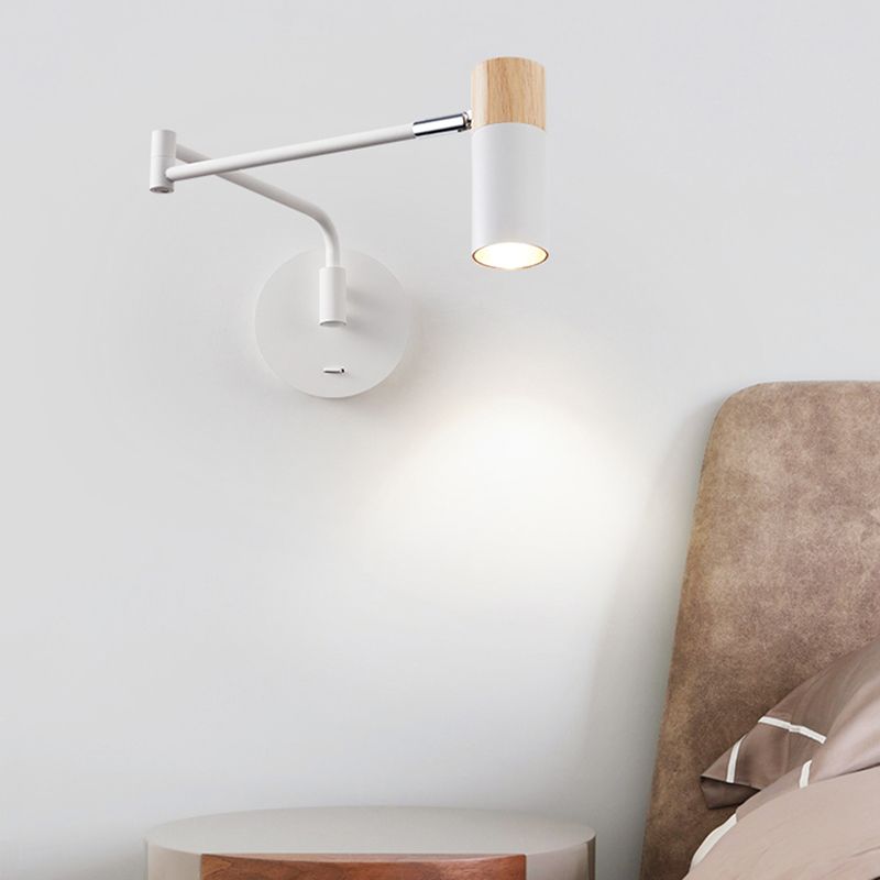 Modern Circle Shape Wall Sconce Reading Wall Light with Metal Shade for Bedroom