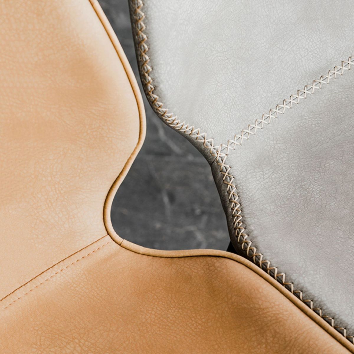 Taburete moderno de contaminación de respaldo sin brazo Taburete de dormitorio de hierro con cojín de cuero