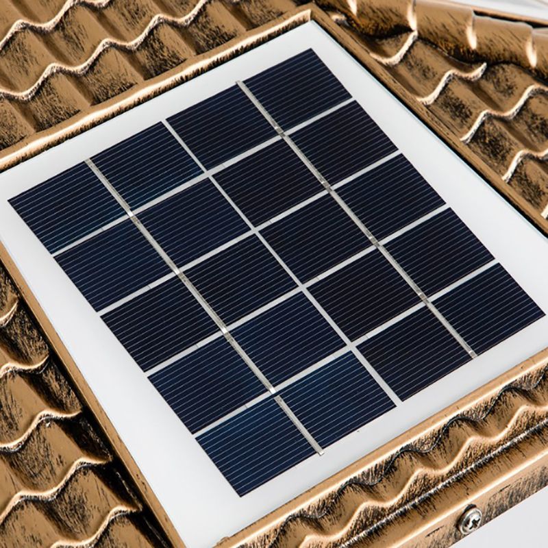 Metal Square Shape Outdoor Light Modern Style 1 Light Solar Pillar Lights