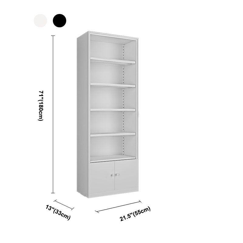 Modern Closed Storage Bookcase Black/White Metal Bookshelf with Shelve