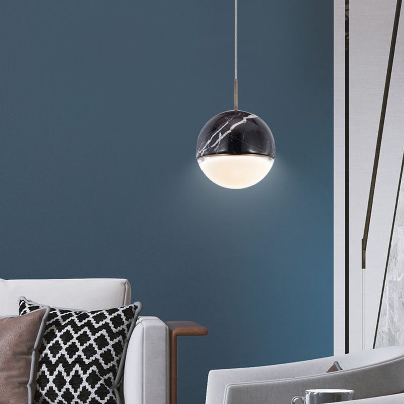 Marble Globe Hanging Light Fixture Postmodern Dining Room LED Pendant Light