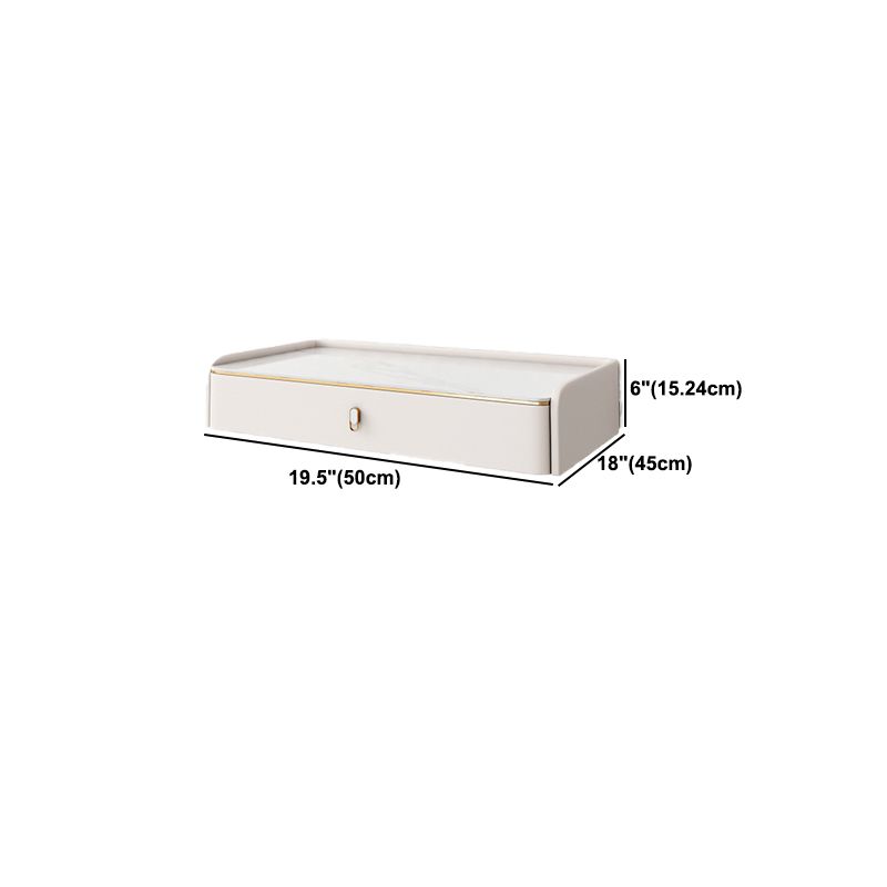Glam Style Off-white Slate Countertop Wall Mounted with 1/2 Drawer Dresser