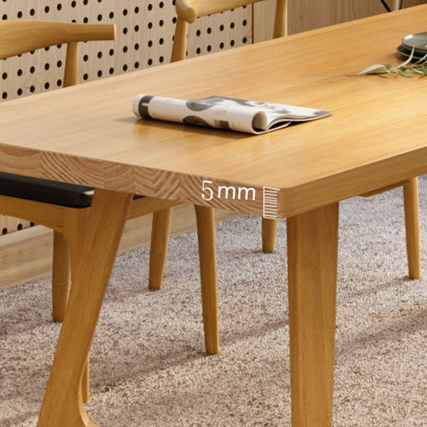 Rectangle Wood Color Dining Table Pine Solid Wood Table Modern with Double Pedestal