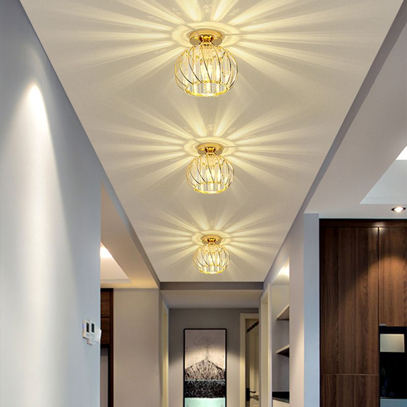 Luminaire de plafond de lanterne de Style moderne, luminaire de plafond d'allée en cristal
