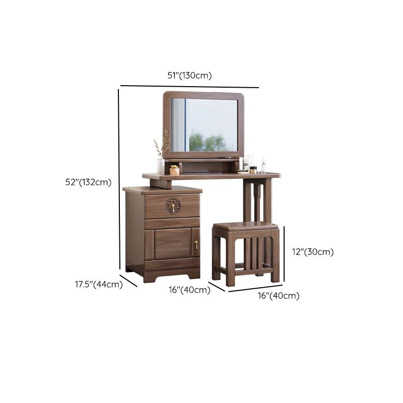 Traditions With Drawer Brown Mirror Bedroom With Stool Make-up Vanity