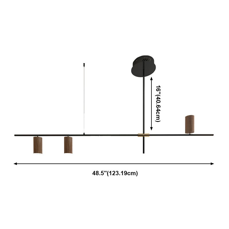 Wood Island Ceiling Light Contemporary Island Lighting in Brown Finish