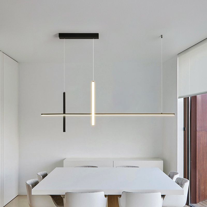 Modern Style LED Pendant Light Long Strip Island Light for Dining Room