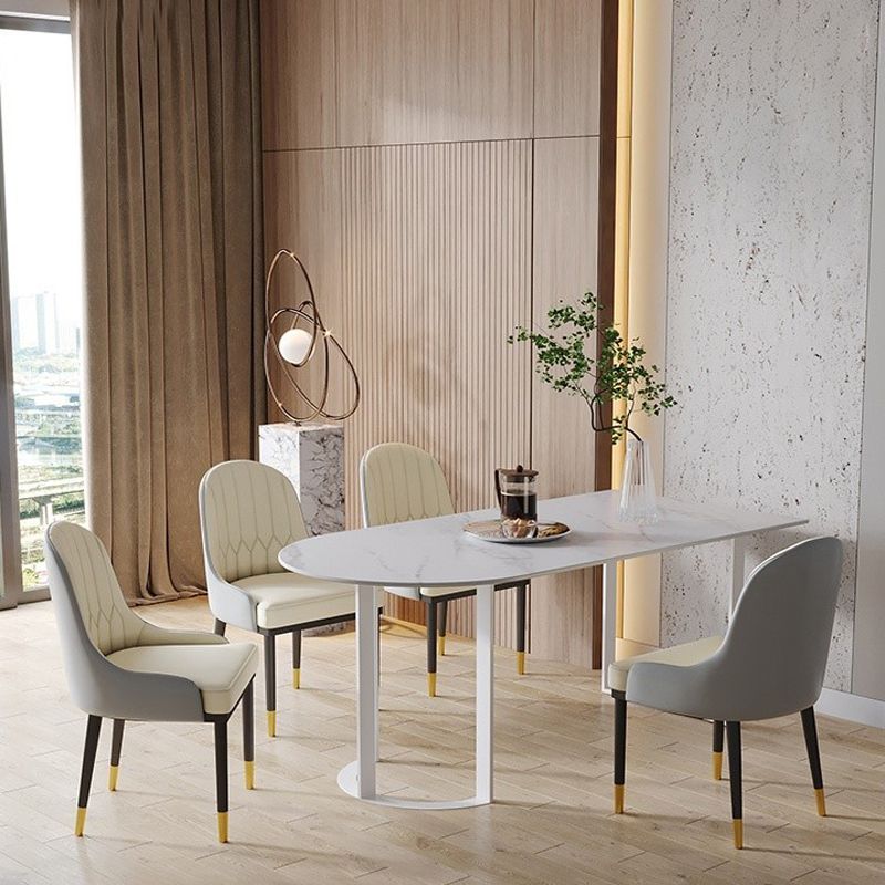 Simplicity Style Furniture Double Pedestal Stone Dining Site Table for Home