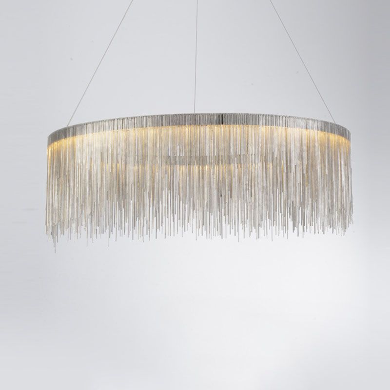 Metal Fringe Circular Pendant Light Postmodern Style Single Suspension Light Fixture for Living Room