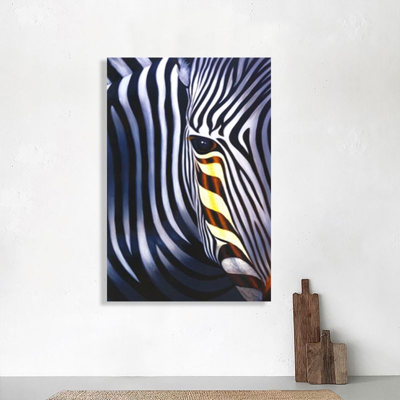 Zebra Head Wall Art Blue Canvas Print Wall Decor, Textured, Multiple Sizes Available