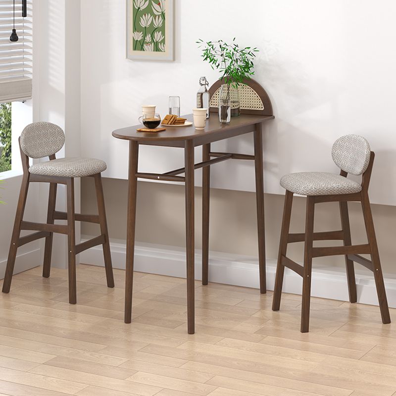 Solid Wood Bar Table Set 1/2/3 Pcs Glam Bar Table and Upholstered Stools