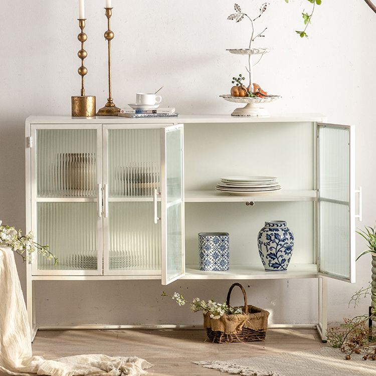 Modern Curio Cabinet Metal Glass Doors Buffet Cabinet for Dining Room