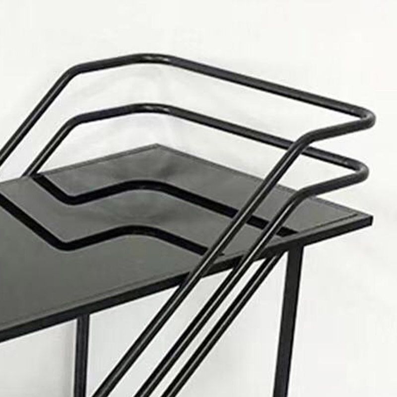 Modern Open Storage Kitchen Trolley Glass Dining Room Prep Table