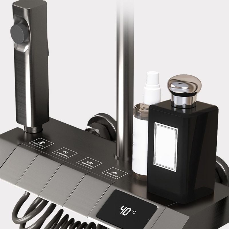 Modern Adjustable Water Flow Square Shower Faucet Shower Hose Shower System on Wall