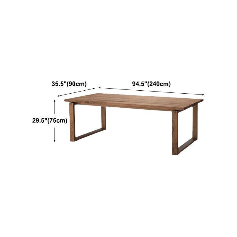 Brown Dining Table Rectangle Contemporary Style Solid Wood Dinner Table for Home Kitchen