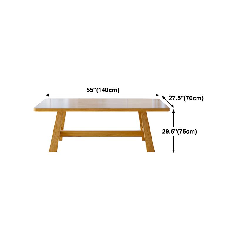 Pine Solid Wood Dining Table Trestle Base Dining Table in Natural