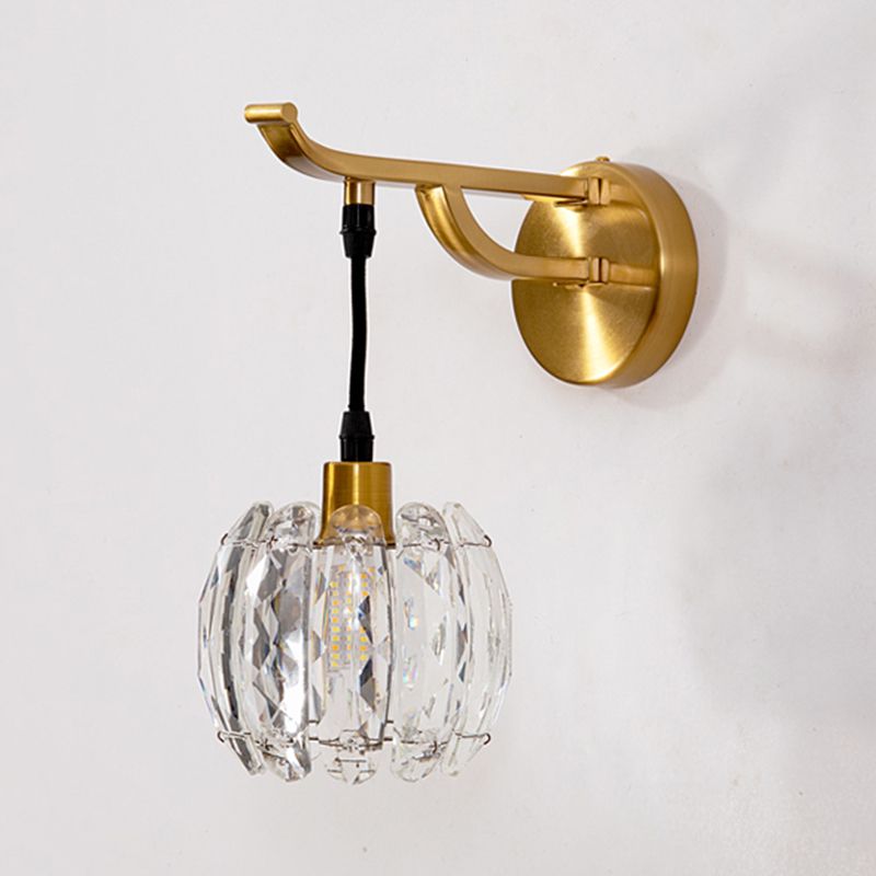 Nordic Style Metal Wall Light Globe Shape Wall Sconce with Crystal for Living Room