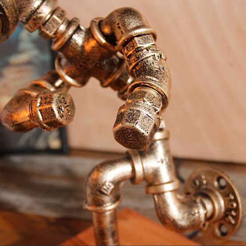 1 Light Table Lighting with Robot Athlete Design Metal Steampunk Style Bedroom Table Lamp in Bronze