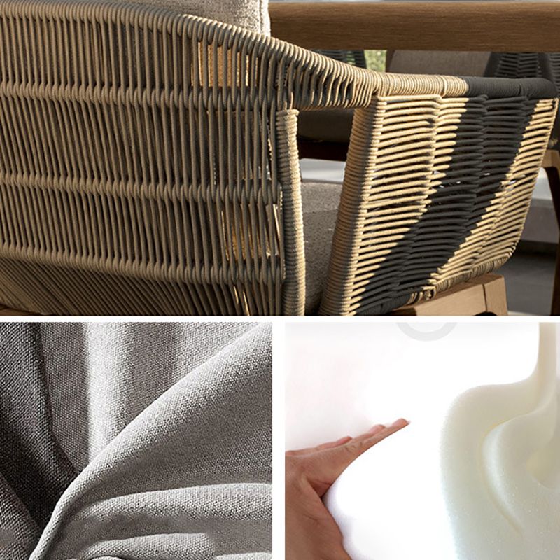 Boho Stone Dining Set 1/7 Piece Solid Wood Dining Table Set for Outdoor