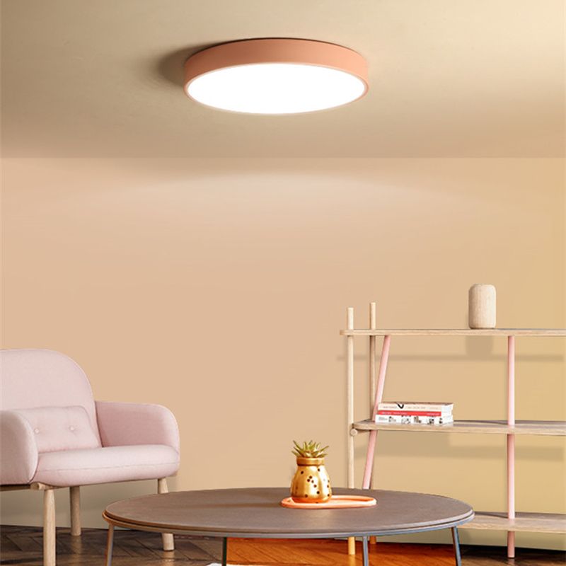 Lámpara de techo de forma redonda Macaroon, estilo moderno y sencillo, hierro, 1 luz, montaje empotrado para habitación de niños