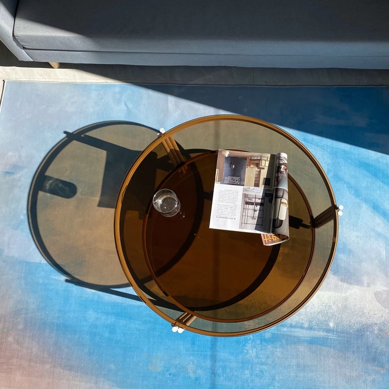 Modern Round Coffee Table 3 Legs Glass Top Coffee Cocktail Table for Living Room