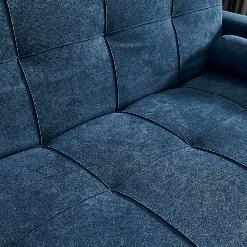 Blue 35.43" Wide Sofa Bed Linen Sleeper Sofa with Biscuit Back