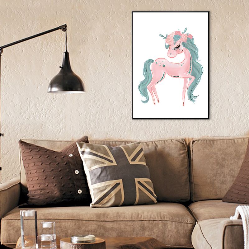 Childrens Art Animal Canvas Print Soft Color Textured Wall Decor for Kids Bedroom