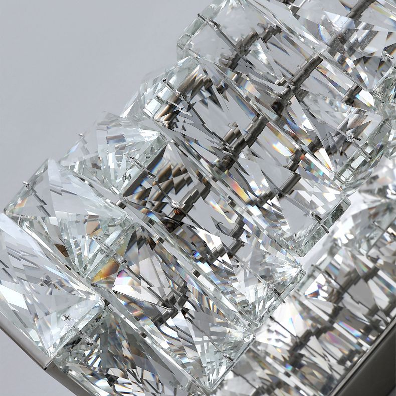 Nordic Metal Wall Light Geometric Silver Wall Sconce with Crystal for Bedroom