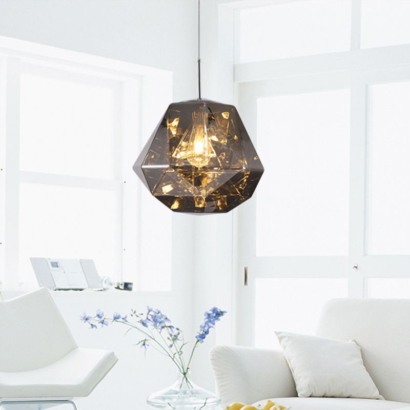 Modern 1 Light Pendant Lamp with Acrylic Shade Black/Silver/Blue Diamond Hanging Ceiling Light
