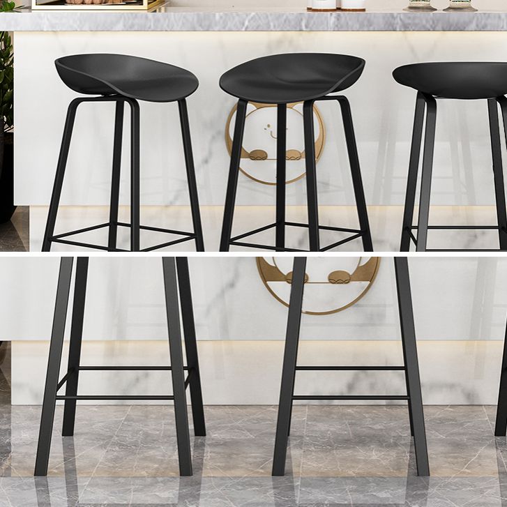 Modern Armless Backrest Counter Stool Iron Cafe Bar Stool with Acrylic Seat