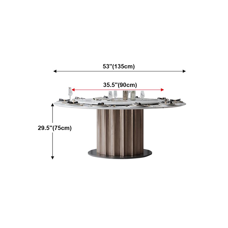Round Pedestal Dining Table Traditional Luxury Furniture with Turntable