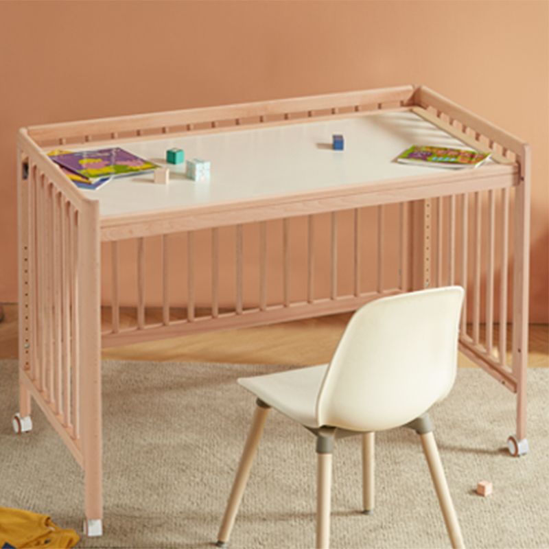 Farmhouse / Country Beech with Guardrail Light Wood with Adjustable Height Baby Crib