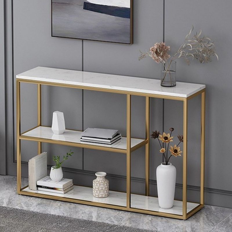 11.8" W Rectangle End Table Storage Slate Glam Console Table