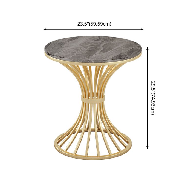 Glam Sintered Stone Dining Room Set with Round Table and Metal Base Formal Dining Table Furniture