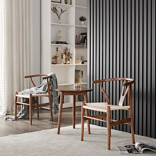 Sillas de comedor con brazo de estilo tradicional Sillones de comedor de madera de Wishbone de fresno