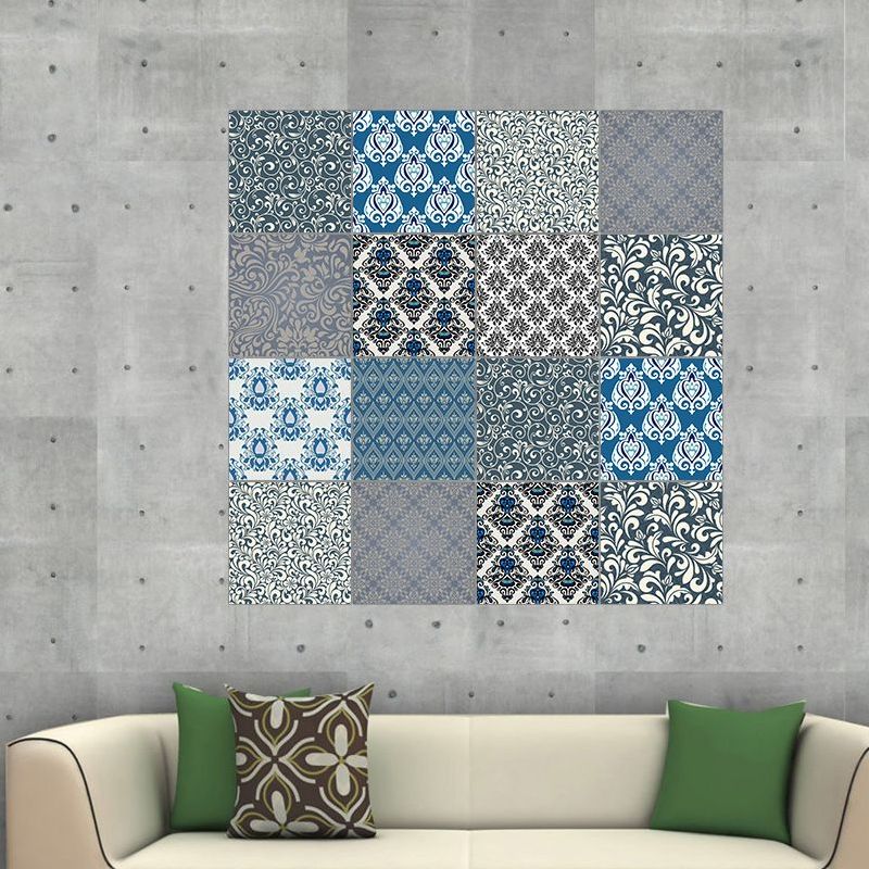 Nostalgic Floral Printed Wallpaper Panels PVC Peel and Stick Grey Wall Art for Living Room