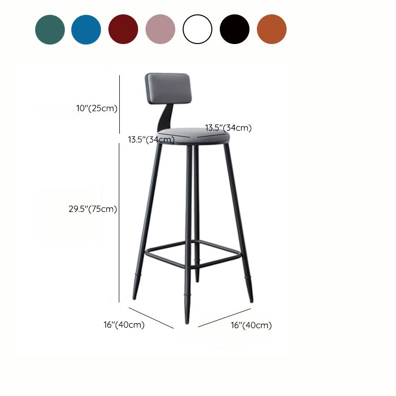 Modern Armless Backrest Counter Stool Steel Kitchen Bar Stool with Cushion and Pedal