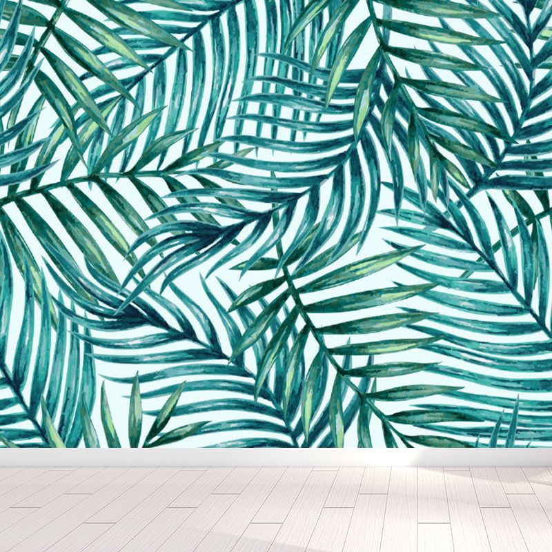 Green Leaves Mural Wallpaper Botanical Tropical Washable Wall Covering for Kitchen