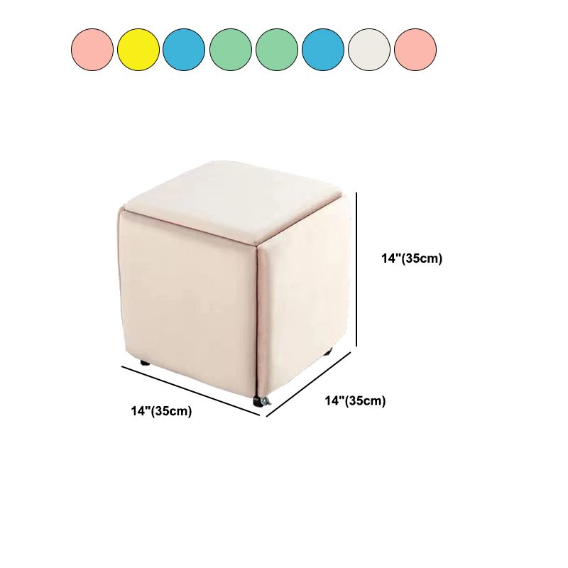 Modern Ottoman Velvet Upholstered Solid Color Square Ottoman with Bottom Rack