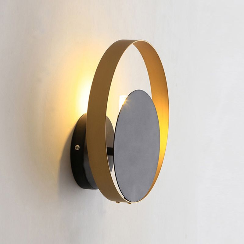 Nordic Style Brass Wall Sconce Black Round Shape Wall Light for Living Room