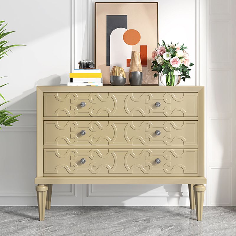 Classic Glam Horizontal Double Dresser Rubber Wood Storage Chest Dresser for Bedroom