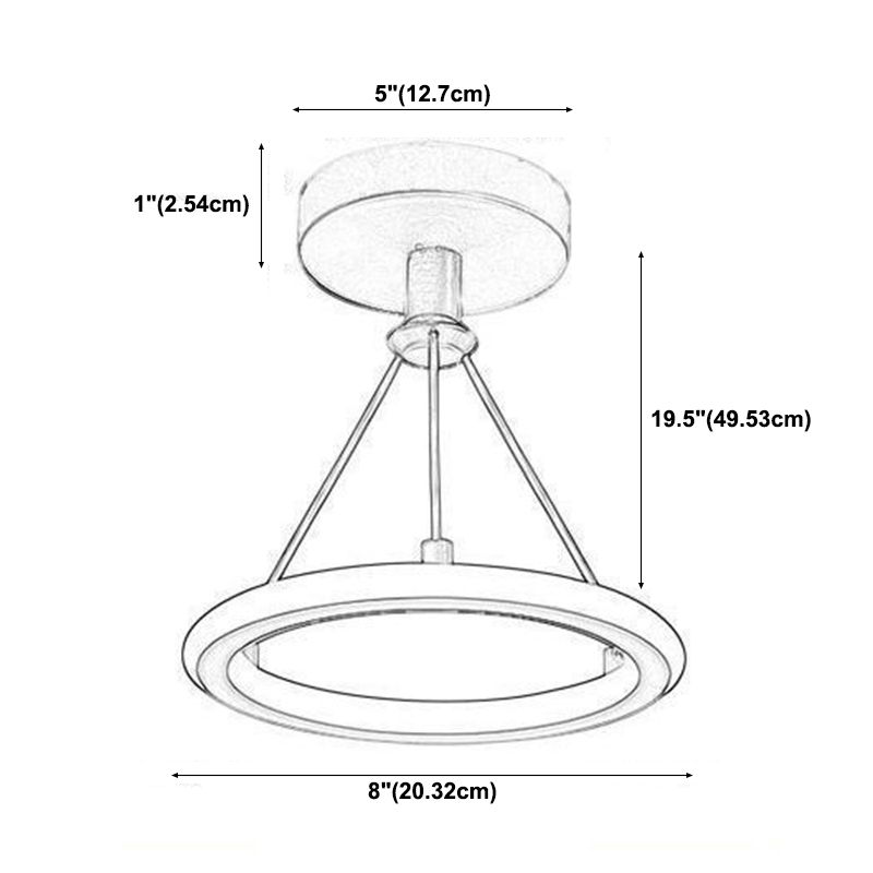 Minimalista lampada da soffitto in metallo, luci di lusso del supporto a filo del soffitto dell'ombra del cerchio per l'interno