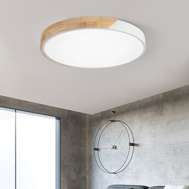 Plafonnier LED de forme ronde macaron fer moderne 1 lumière encastré pour salon
