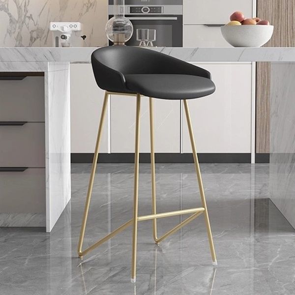 Faux Leather Armless Counter Stool Industrial Low Back Bar Stool