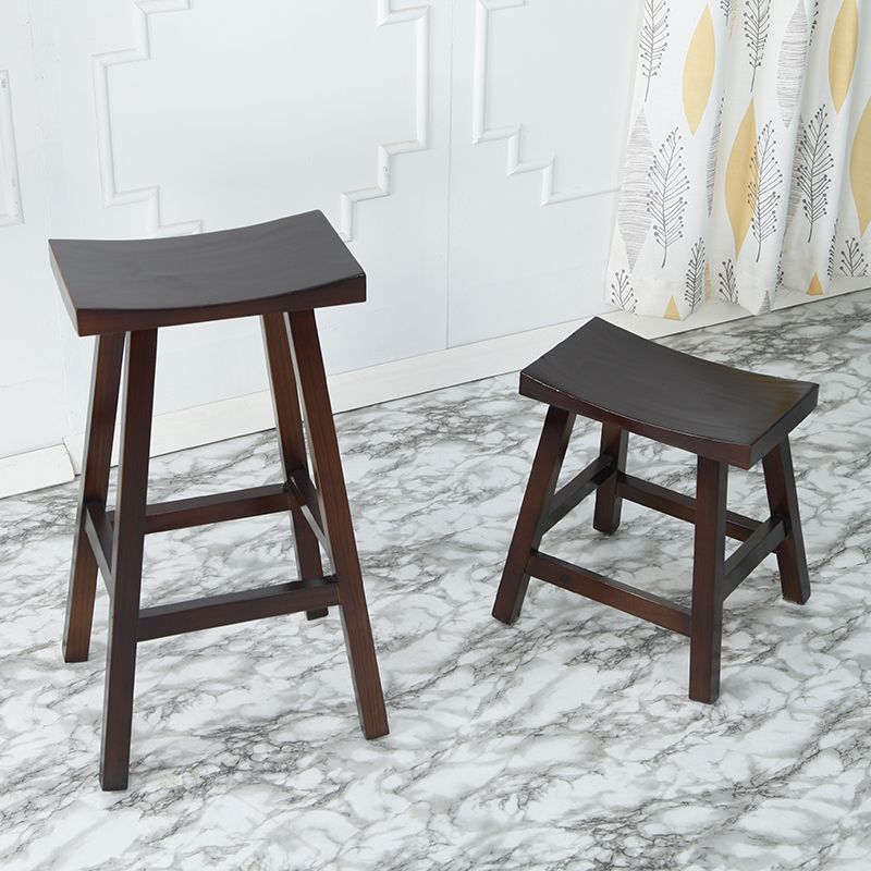 Coffee Shop Wood Counter & Bar Stool Contoured Seat Counter Stool in Brown