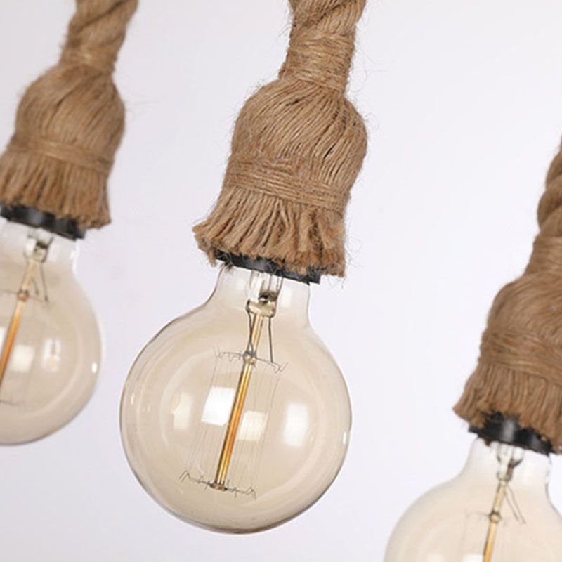 Vintage Hemp Rope Pendant Light American Industrial Style Retro Hanging Lamp