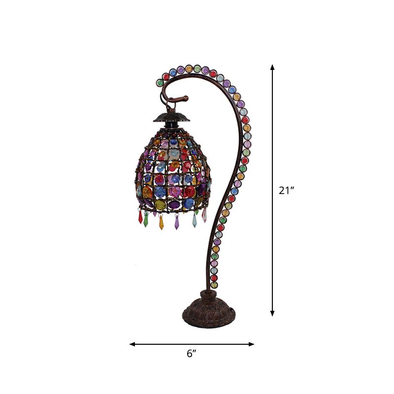 Lampe de table de salon de cloche perle Bohemian vitrail de cuivre simple cuivre